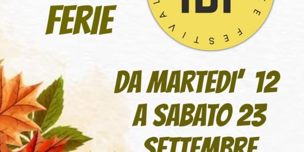 Chiusura ferie di settembre